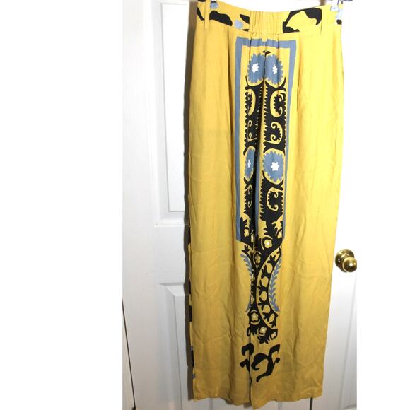 R. G. Kane Yellow Print Wide Leg Pants sz S - Picture 3 of 4